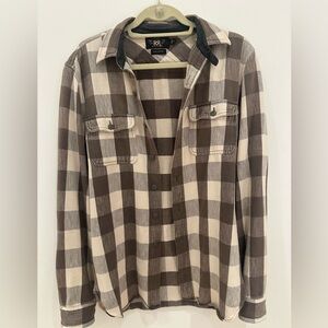 Ralph Lauren RRL Plaid Cream and Brown Twill Shirt
